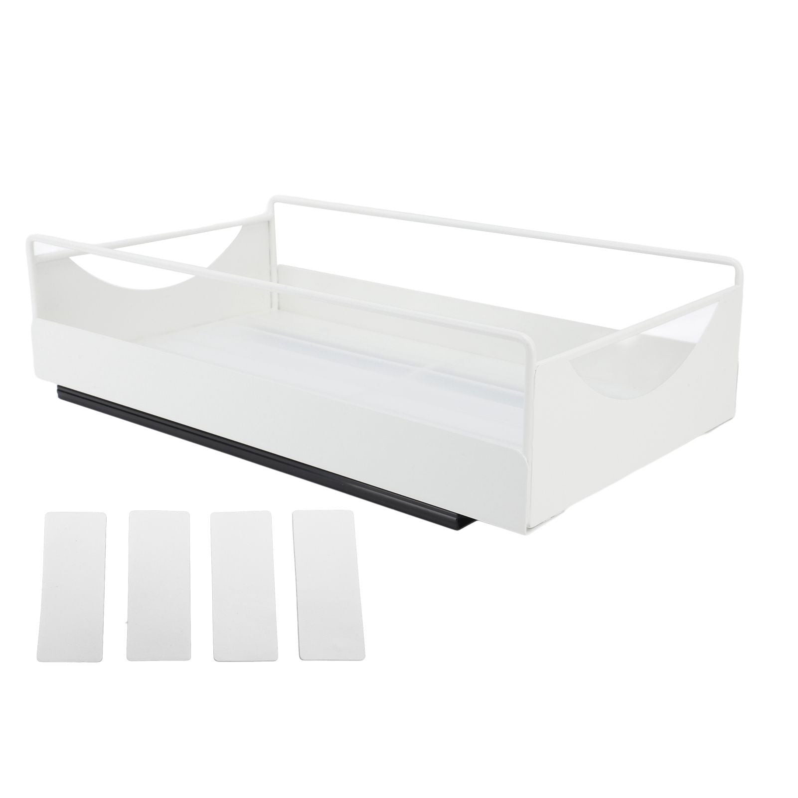 Pull Out Cabinet Organizer Carbon Steel Smooth Sliding Silent Slide Out Pantry Shelves for Bathroom Wardrobe White M 227x401x85mm