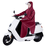 Electric Bike Raincoat Enlarged Protection Oxford Cloth Adults Sleeve Rain Poncho for Cycling Wine Red 5XL