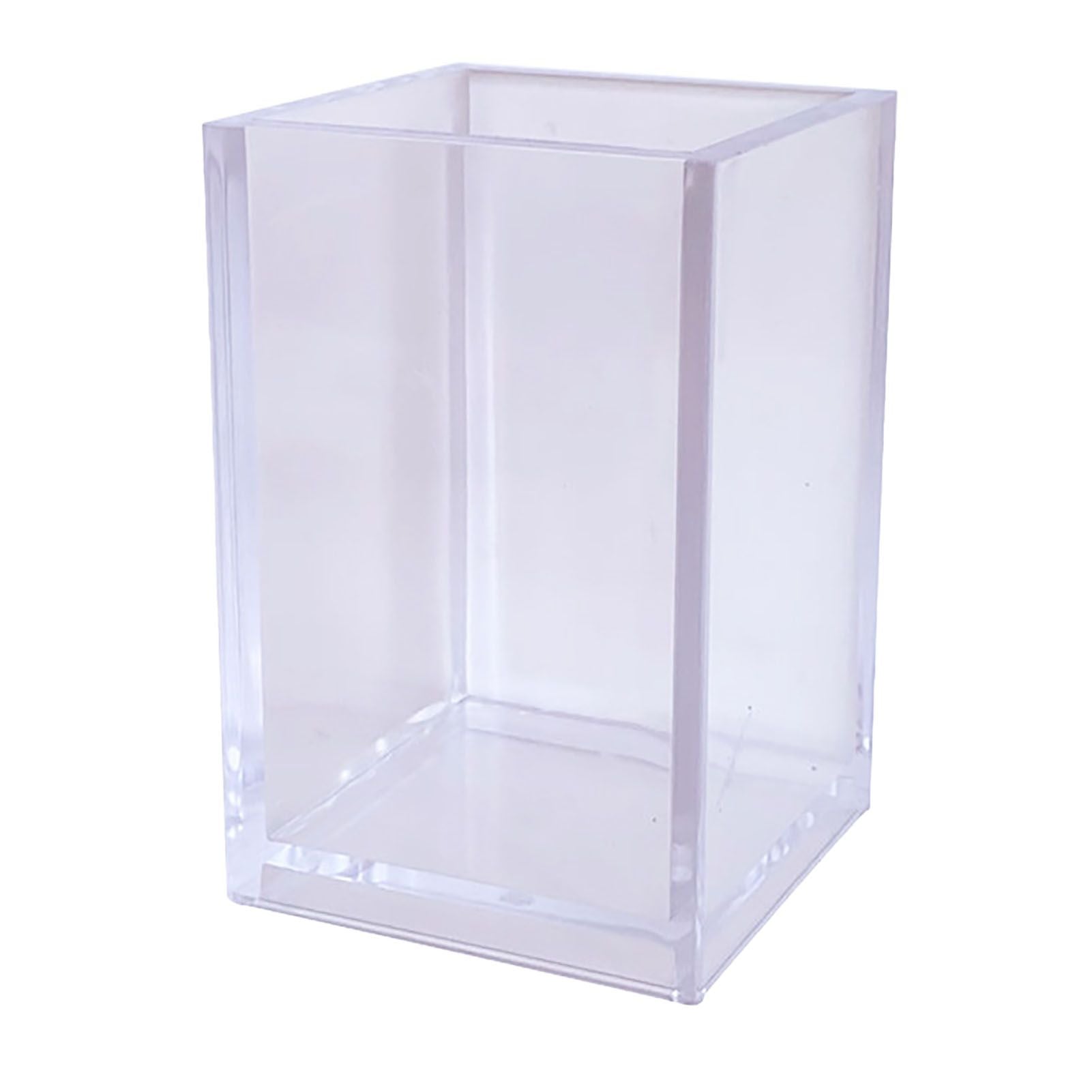 Acrylic Pencil Pen Holder Cup Transparent Clear Makeup Brush Storage Box Desktop Stationery Organizer for Office School Home