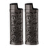 2Pcs Lighter Case Zinc Alloy Lighter Storage Container Floral Pattern for Outdoor Camping Hiking Black