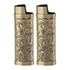 2Pcs Lighter Case Zinc Alloy Lighter Storage Container Floral Pattern for Outdoor Camping Hiking Bronze