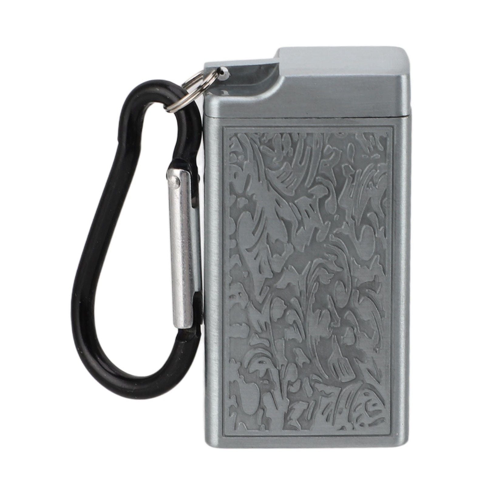 Portable Ashtray Pocket Covered with Lid Aluminum Alloy with Mini Embossed Pattern for Bar Indoor Outdoor Home Office Silver