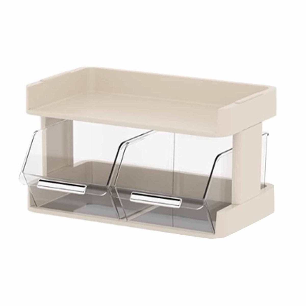 Tea Bag Organizer Office Bar Desktop Tea Bag Coffee Capsule Storage Rack Multilayer Countertop Organizer Cream White 2 Layer 30x17x16.5cm