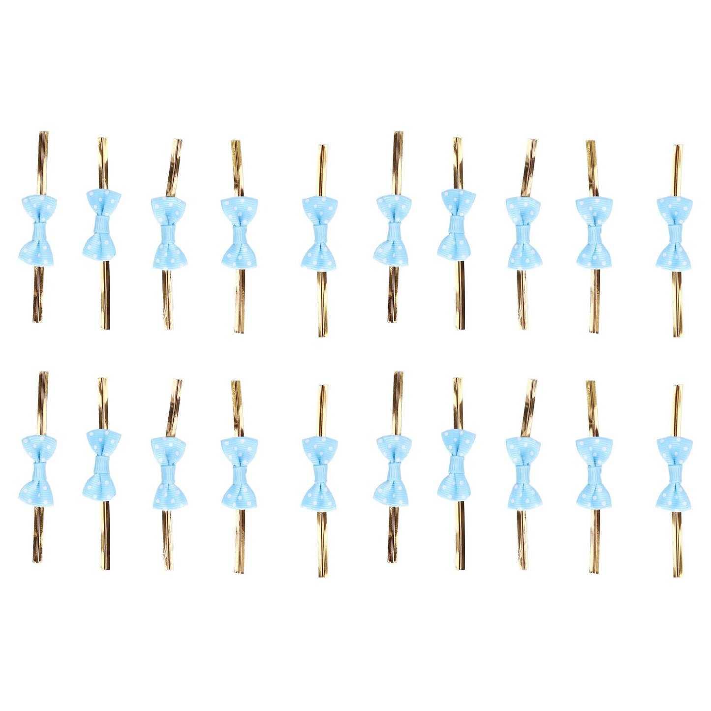 20pcs Bow Knot Twist Ties Biscuits Cookies DIY Baking Bag Ties for Gift Wrapping Weddings PartiesBlue