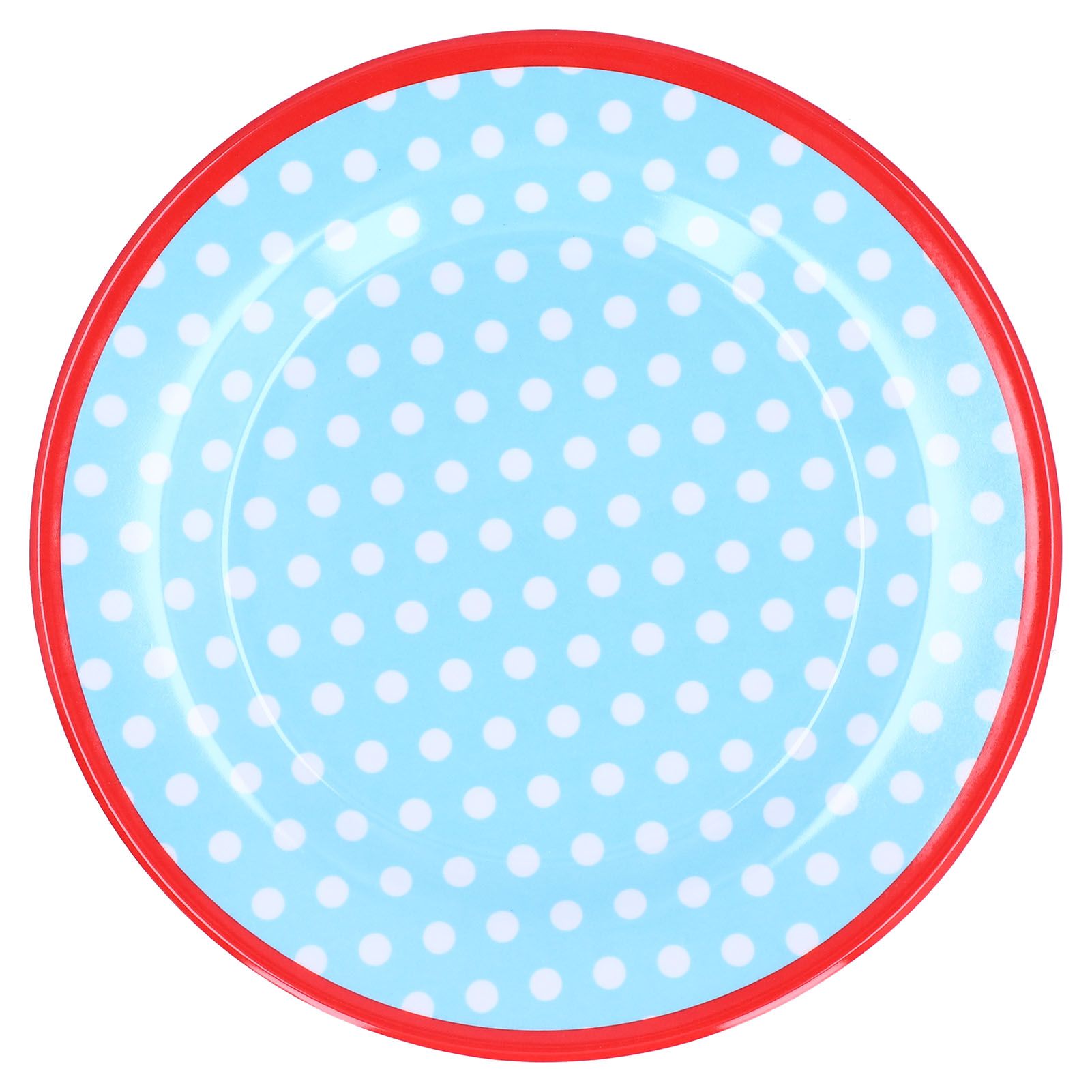 9in Imitation Porcelain Dinner Plate Decorative Reusable Snack Plate Lightweight Tableware for Cakes FruitLight Blue Dot