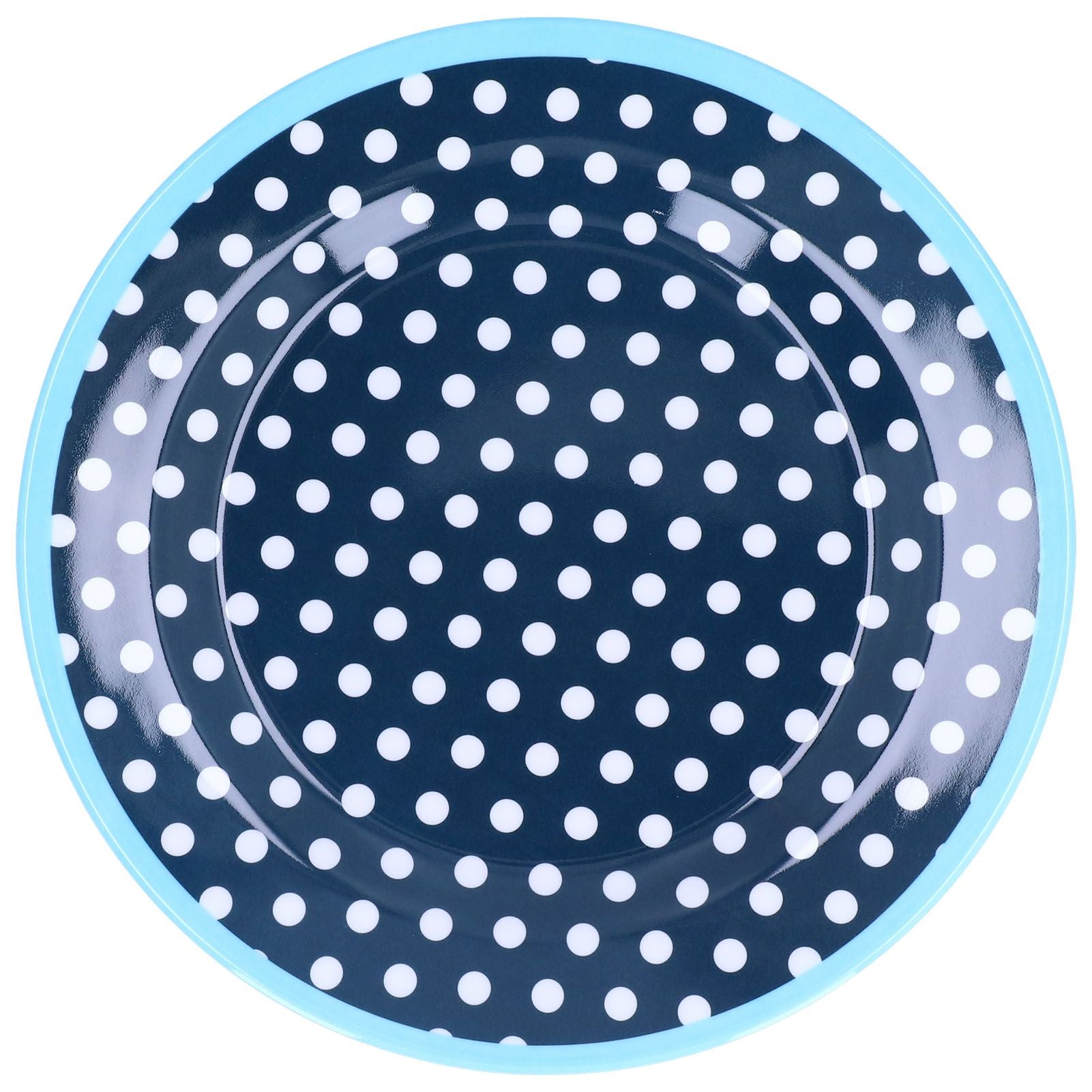 9in Imitation Porcelain Dinner Plate Decorative Reusable Snack Plate Lightweight Tableware for Cakes FruitDark Blue Dot
