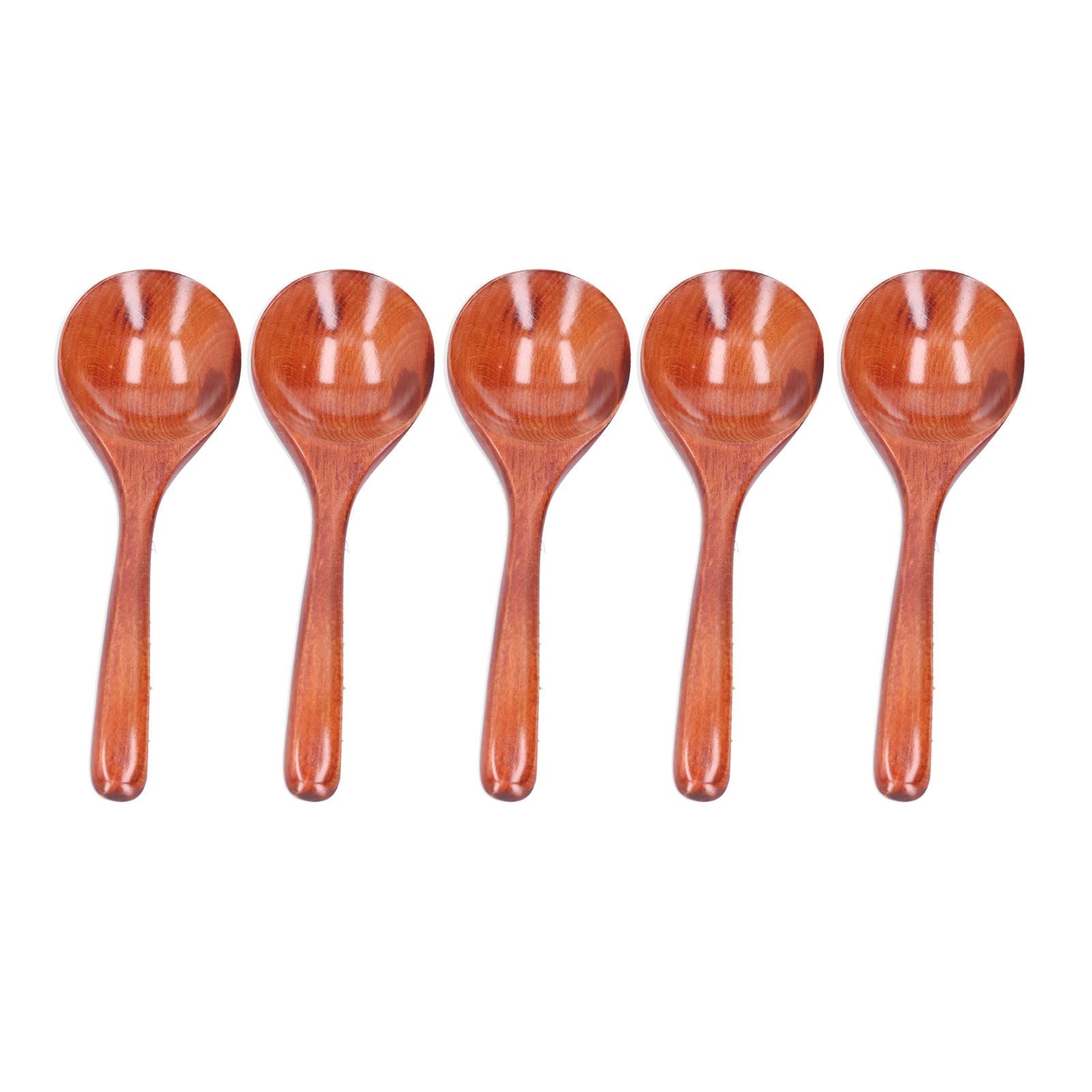 5pcs Wood Spoons Long Handle Wooden Ladle for Mixing Stirring Cooking Utensil ToolDark Color