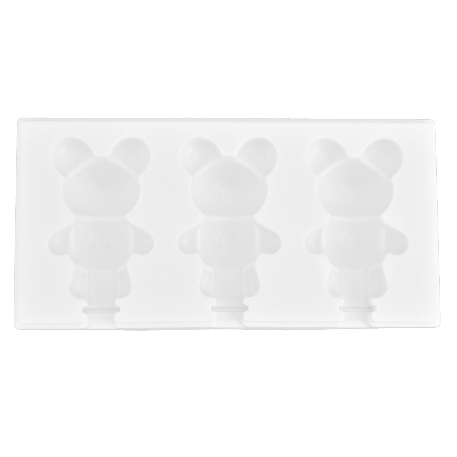 Multi Grid Silicone Ice Bar Mold Heat Resistant Ice Cream Making Mold Kitchen DIY Tool(3Grid Bear Shape )