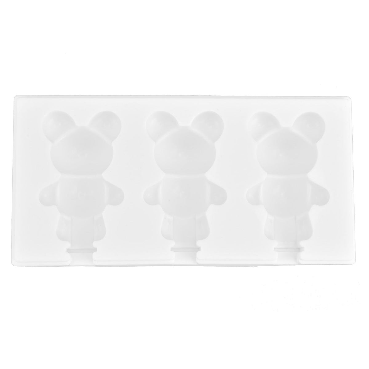 Multi Grid Silicone Ice Bar Mold Heat Resistant Ice Cream Making Mold Kitchen DIY Tool(3Grid Bear Shape )