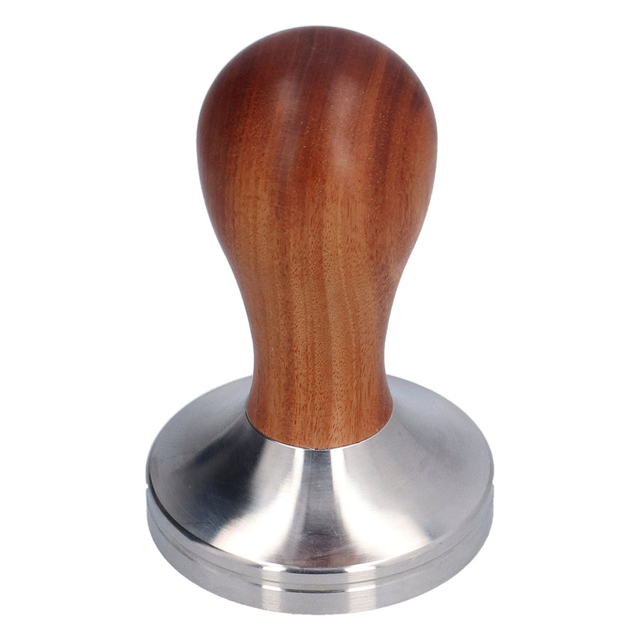 58mm Flat Base Coffee Tamper Manual Stainless Steel Coffee Powder Pressing Hammer with Wood Handle