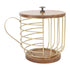 Coffee Pod Holder Iron Large Capacity Space Saving Wooden Base Coffee Pods Storage Organizer for Home Coffee Bar Gold with Lid