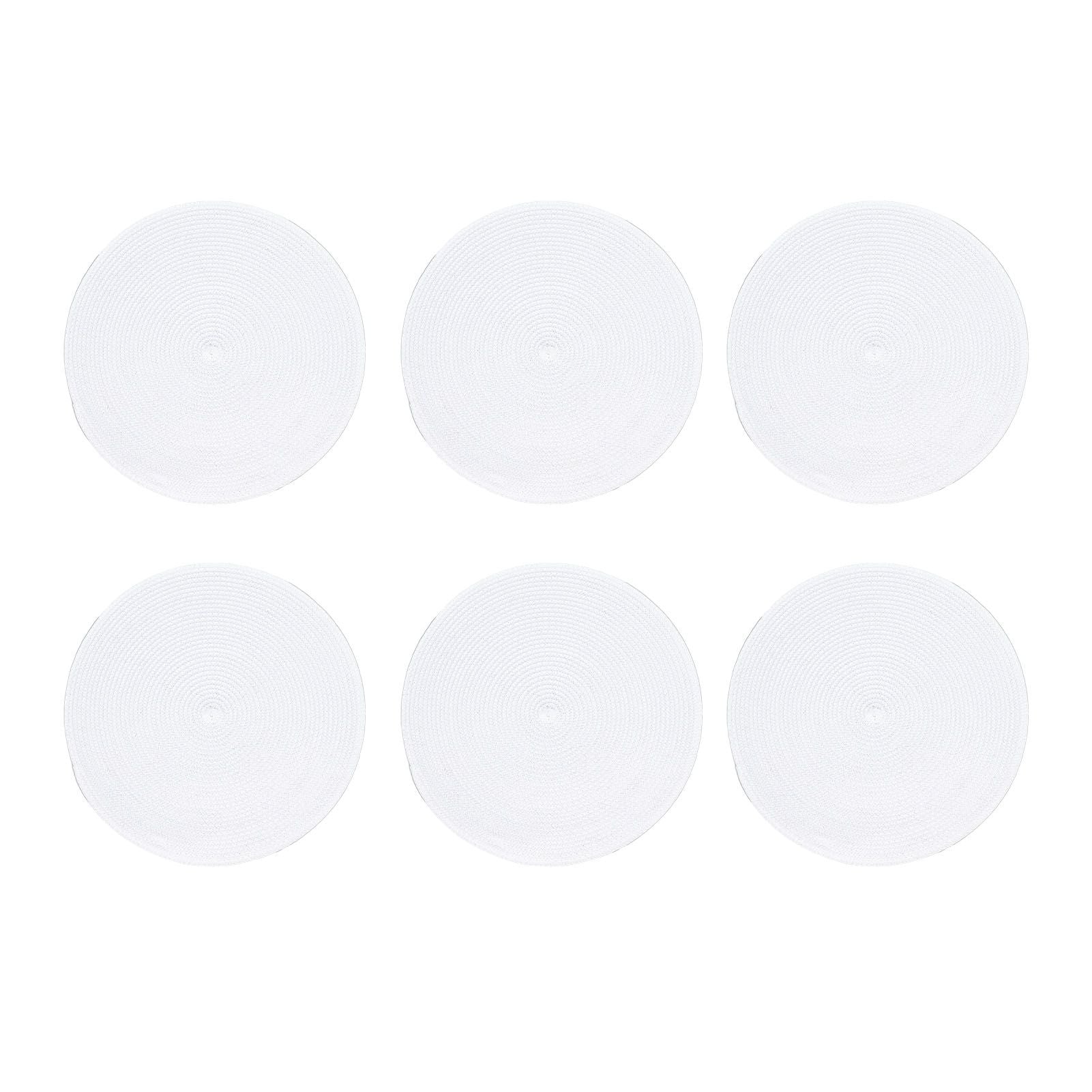 6PCS Round Placemat Woven White Table Mat Heat Insulation Easy to Clean Versatile Dining Accessory for Home Kitchen Decor