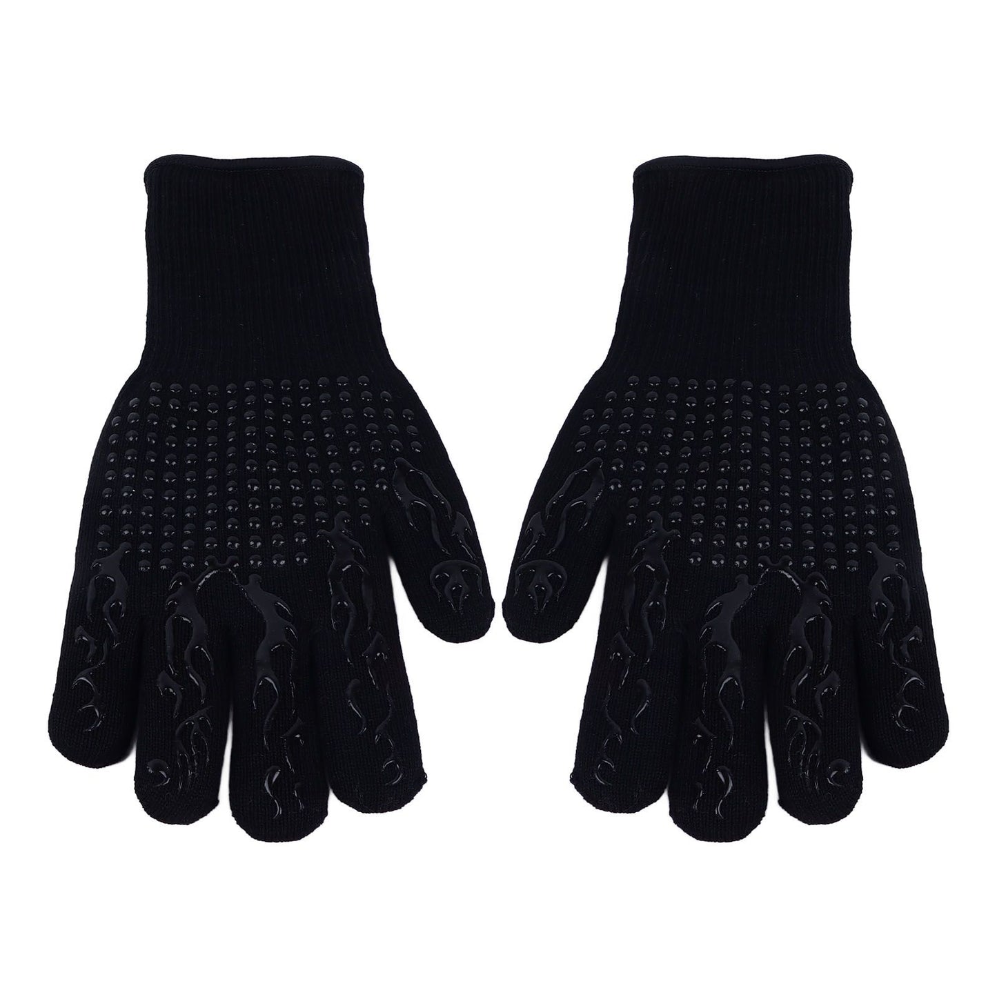 BBQ Gloves Fireproof Heat Resistant Prevent Slip Grilling Gloves for Microwave Oven Barbecue Baking Black