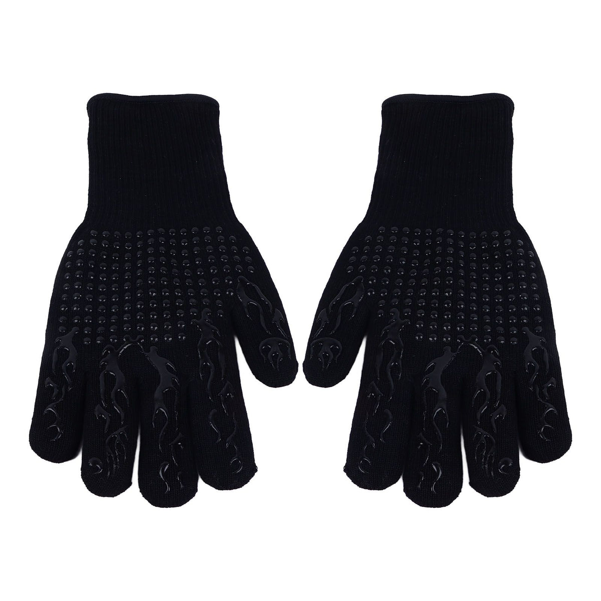 BBQ Gloves Fireproof Heat Resistant Prevent Slip Grilling Gloves for Microwave Oven Barbecue Baking Black
