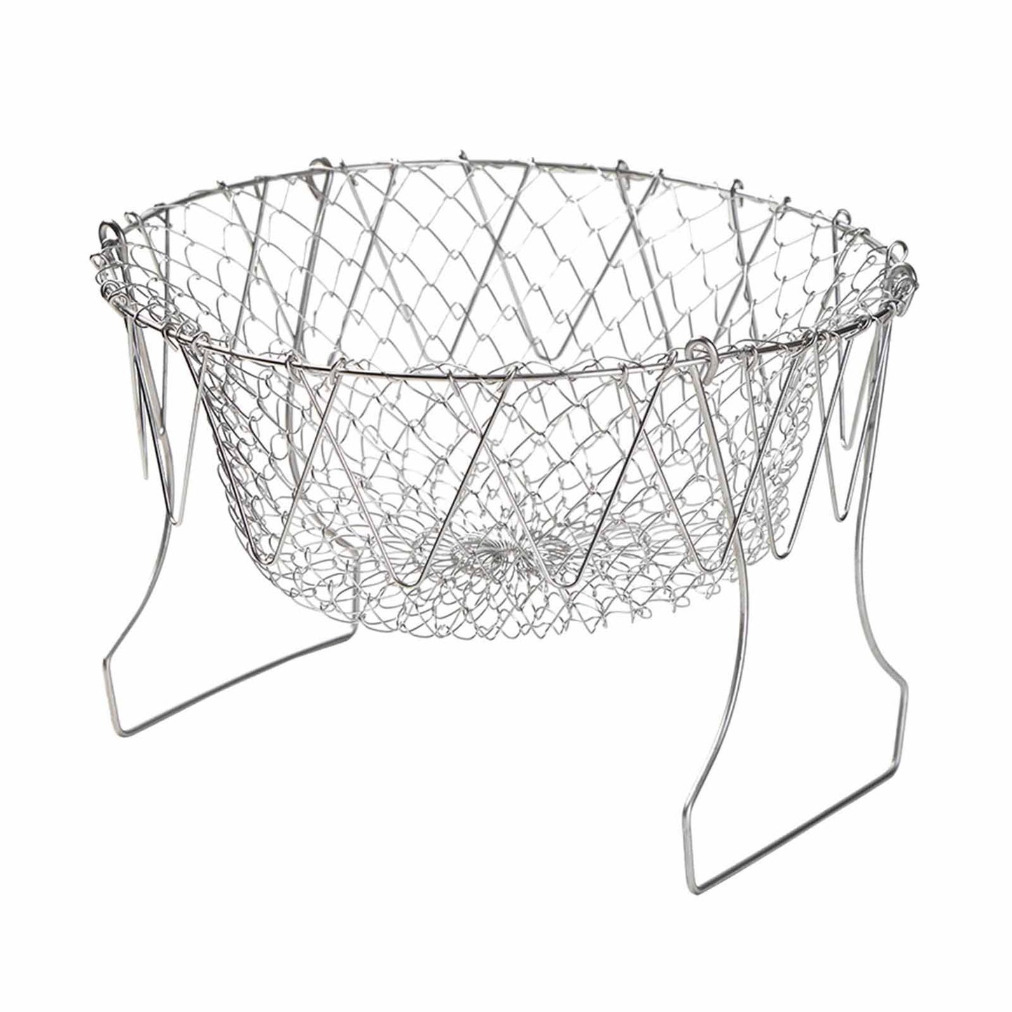 Stainless Steel Frying Basket Foldable Moderate Mesh Density Versatile Cooking Strainer Net for Kitchen
