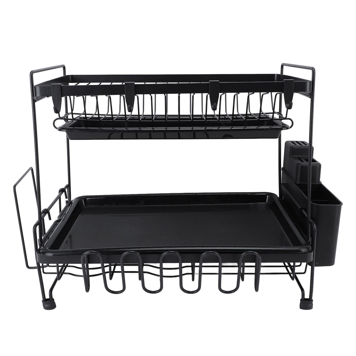 Dish Drying Rack 2 Layer Foldable Versatile Convenient Storage Dish Drainer Rack with Utensil Holder for Home