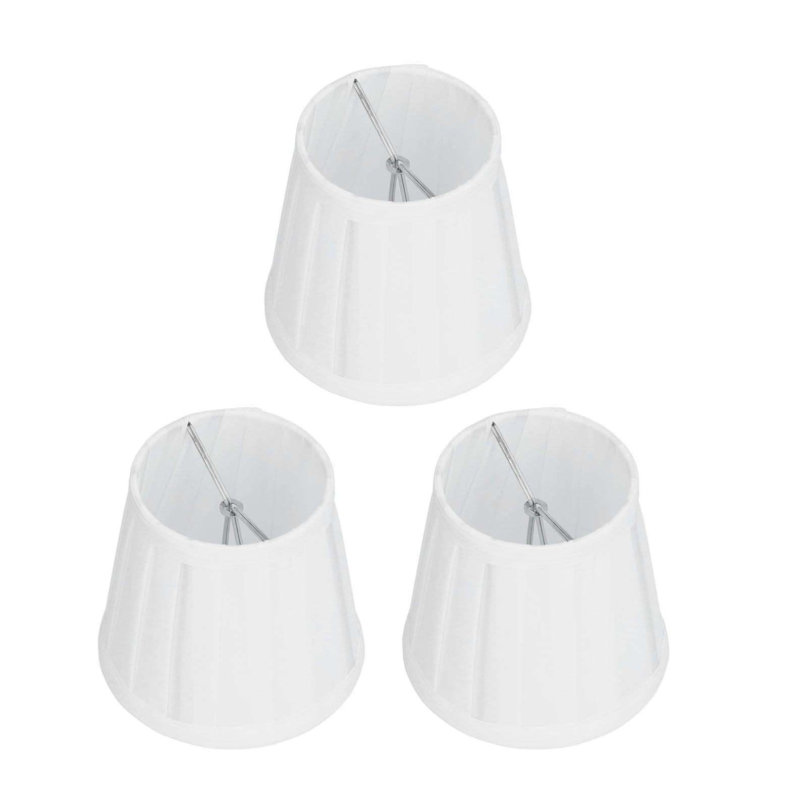 3PCS Cloth Lampshade E14 Clip On Fabric Lamp Cover for Chandelier Wall Lamp Office Home Decor(White )