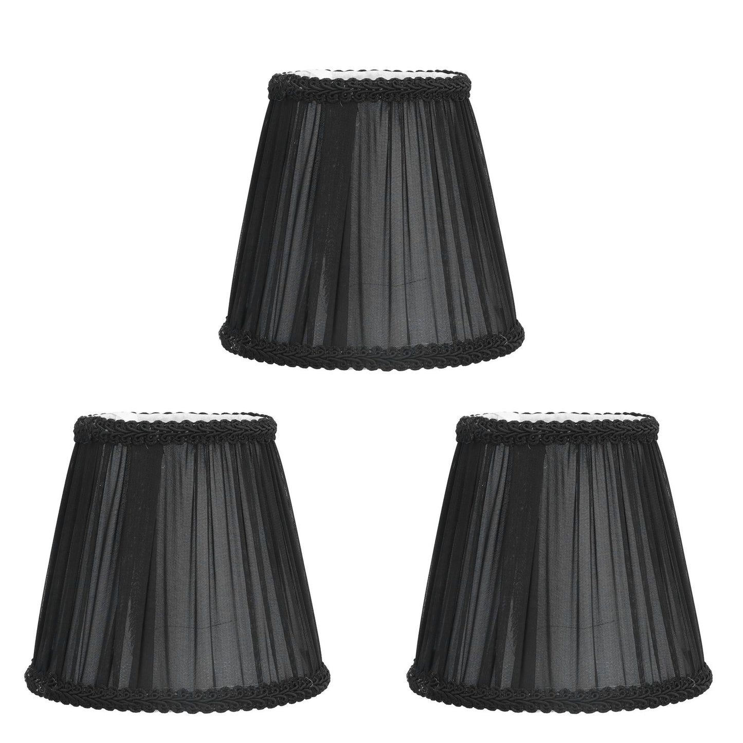 3PCS E14 ClipOn Cloth Lamp Shade Modern Fabric Lampshade Table Light Cover for Candle Chandelier(Black )