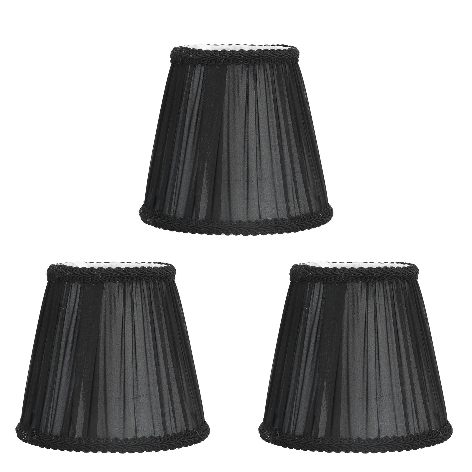 3PCS E14 ClipOn Cloth Lamp Shade Modern Fabric Lampshade Table Light Cover for Candle Chandelier(Black )