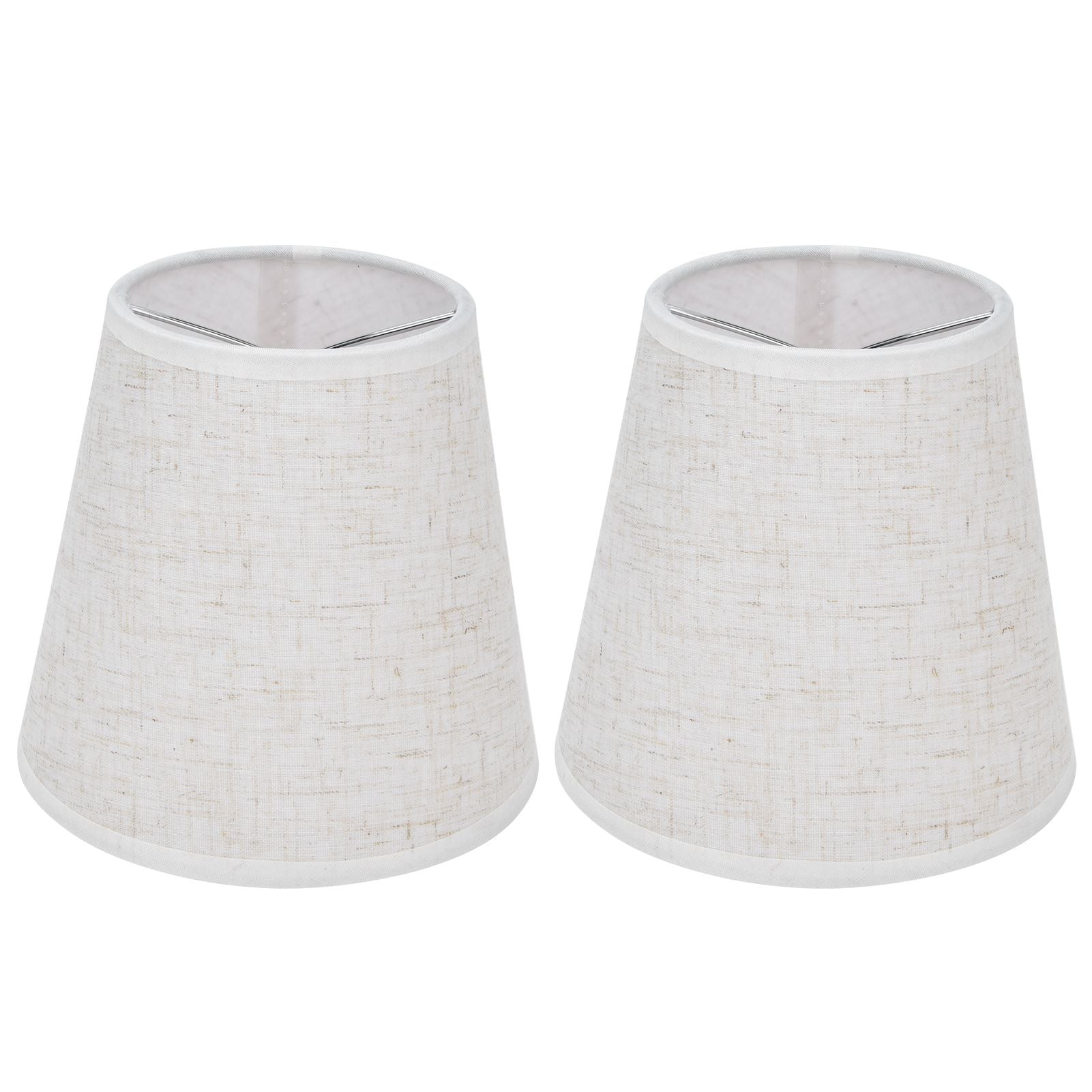 2PCS Table Lamp Shade Cover Fabric Clip On Lampshade for E14 Screw Candlestick Lamp ChandelierPT09 Linen