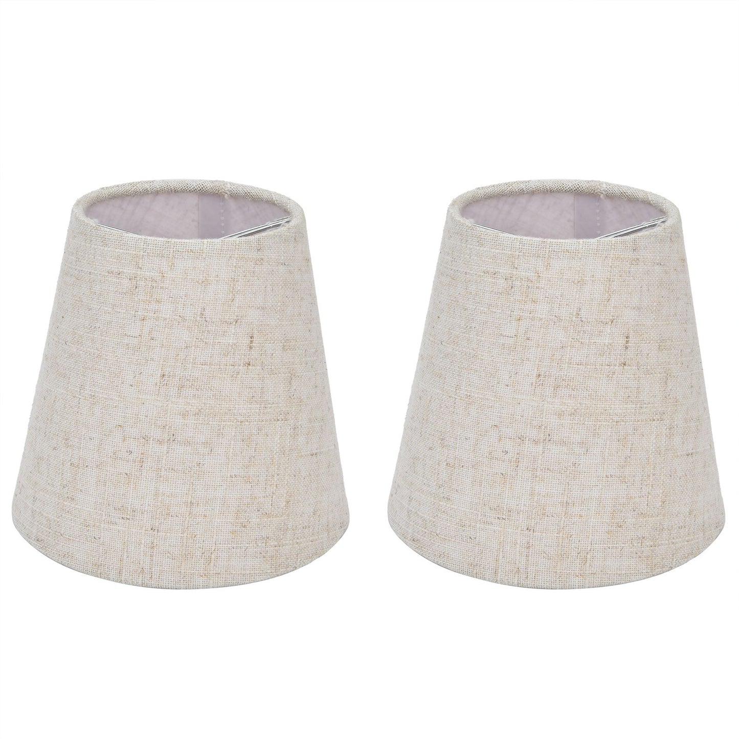 2PCS Table Lamp Shade Cover Fabric Clip On Lampshade for E14 Screw Candlestick Lamp ChandelierPT13 Beige White Edge