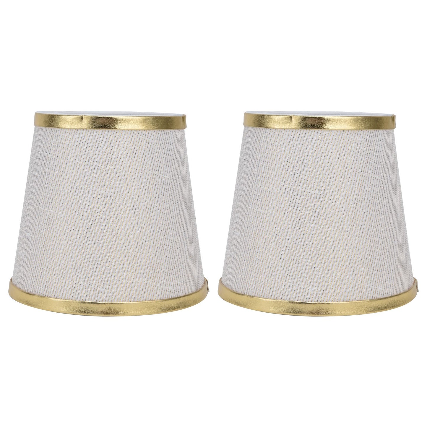2PCS Fabric Lampshade European Style Lamp Shade for E14 Screw Chandelier Wall Lamp Beige White Gold Edging