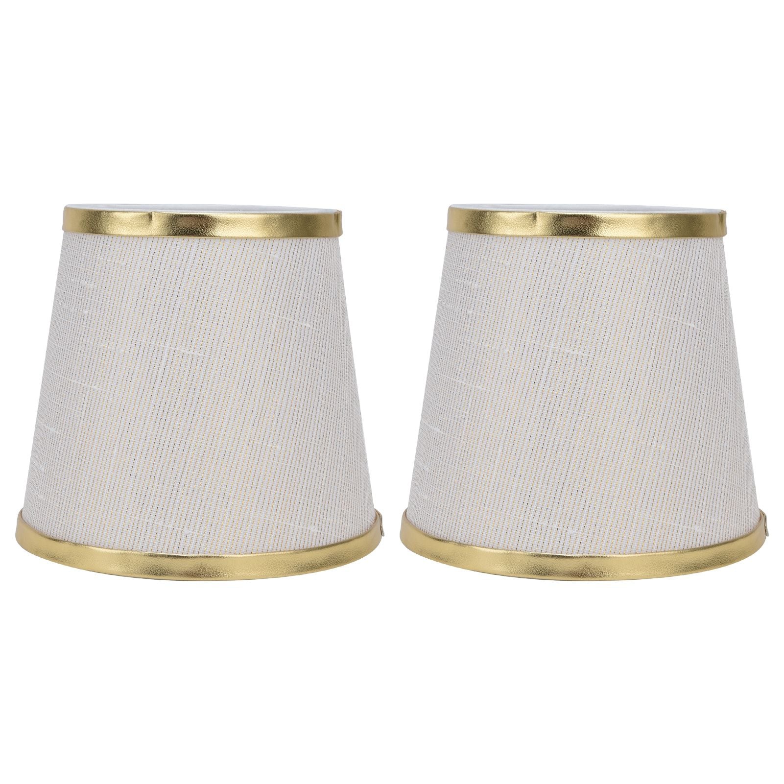 2PCS Fabric Lampshade European Style Lamp Shade for E14 Screw Chandelier Wall Lamp Beige White Gold Edging