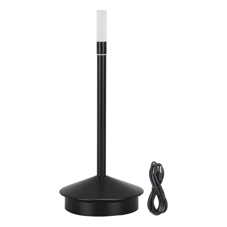 Cordless Candle Lamp USB Type C LED 2000mAh Rechargeable Candle Shaped Portable Desk Lamp for Restaurant Dinner Table Black