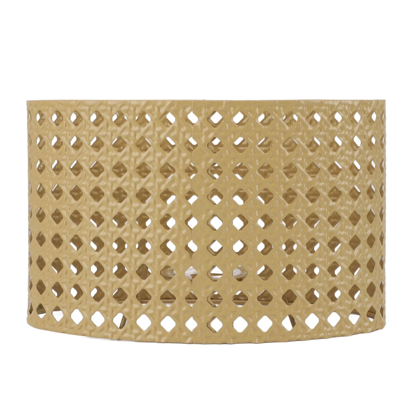 Iron Hollow Oval Lampshade Metal Engraving Hollow Lampshade Compatible for E27 E14 Caliber Lampholders Yellow