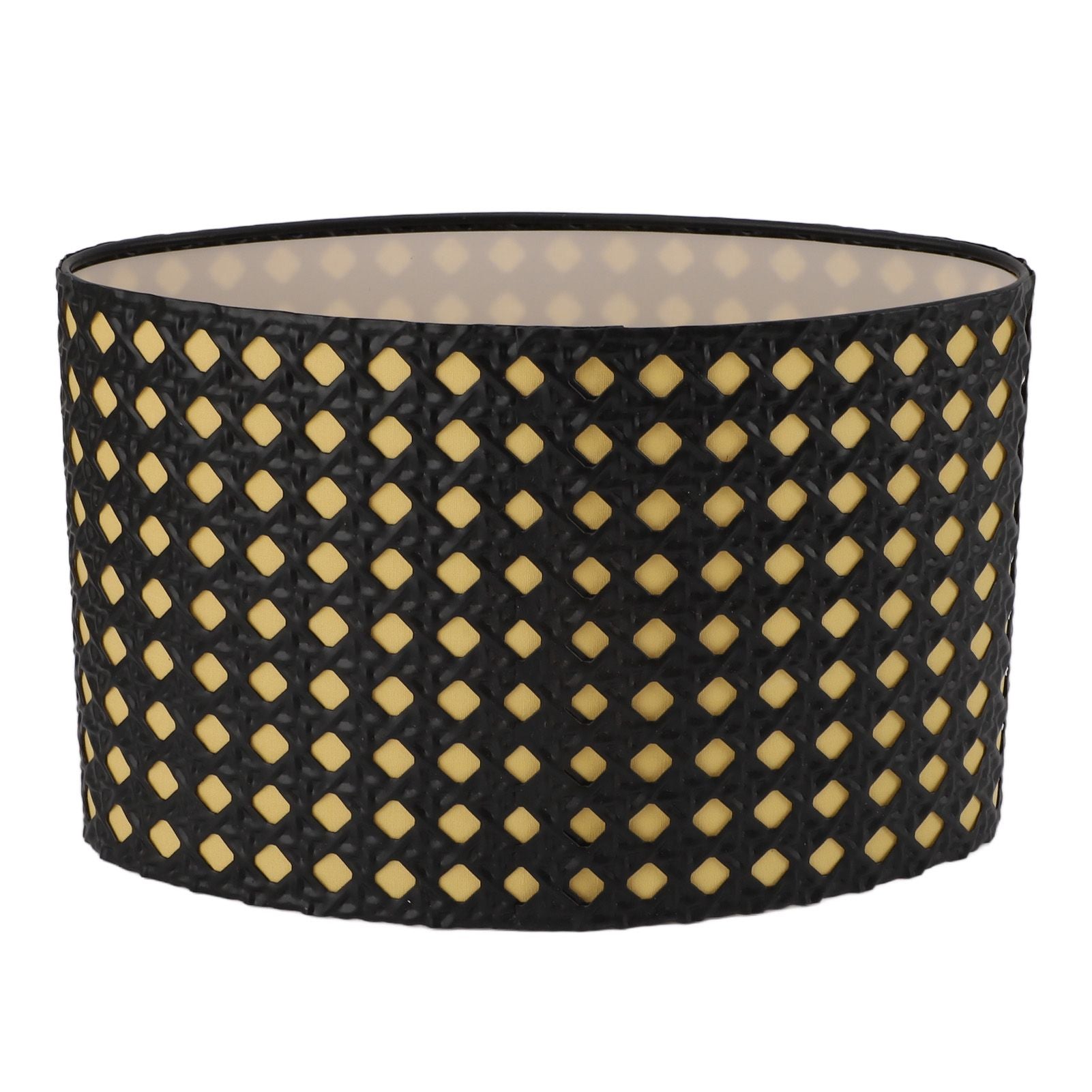 Lampshade Oval Shaped Hollow Metal Carved Compatible E27 E14 Caliber Lampholders Lamp Cover for Office Bedroom Living Room Black and Yellow Liner