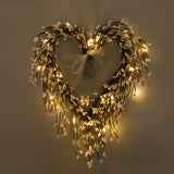 Valentine's Day Heart Wreath with Twigs and Light for Living Room Wall Staircase Door Decoration Wreath