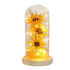 Preserved Flower Glass Dome Artificial Simulation Sunflower with LED Light for Valentine&