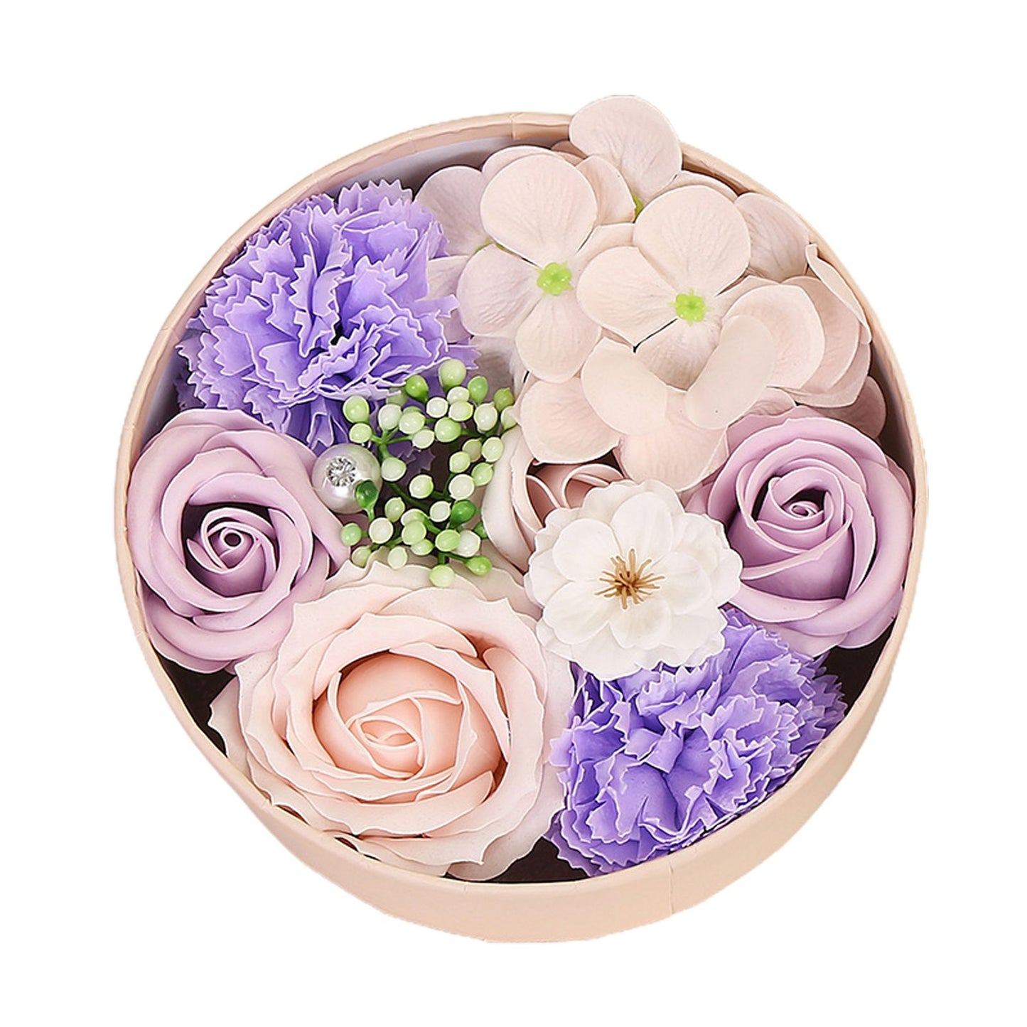Artificial Flowers Combo Box Simulation Fake Soap Flower Round Box Valentine's Day Holiday Gift