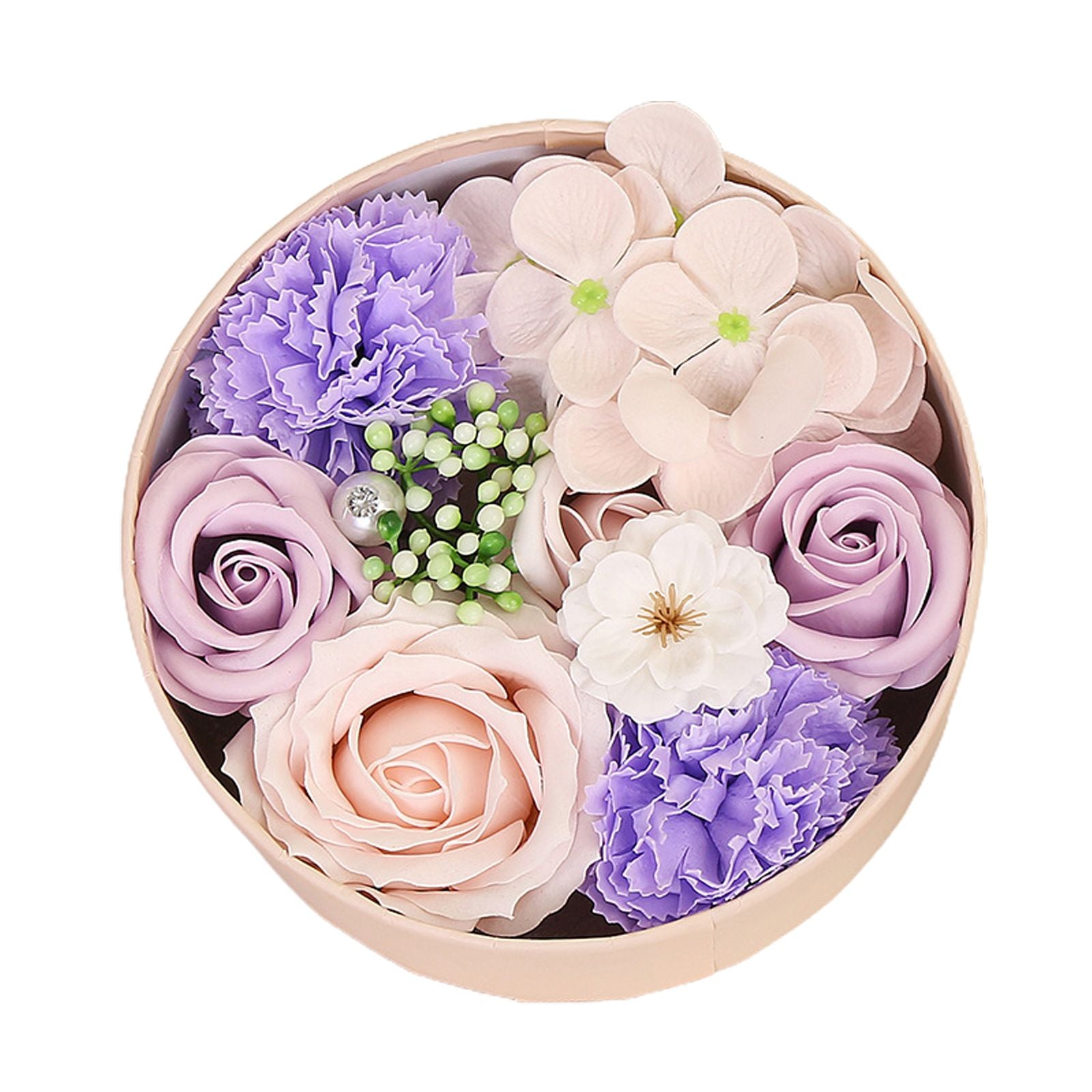 Artificial Flowers Combo Box Simulation Fake Soap Flower Round Box Valentine's Day Holiday Gift