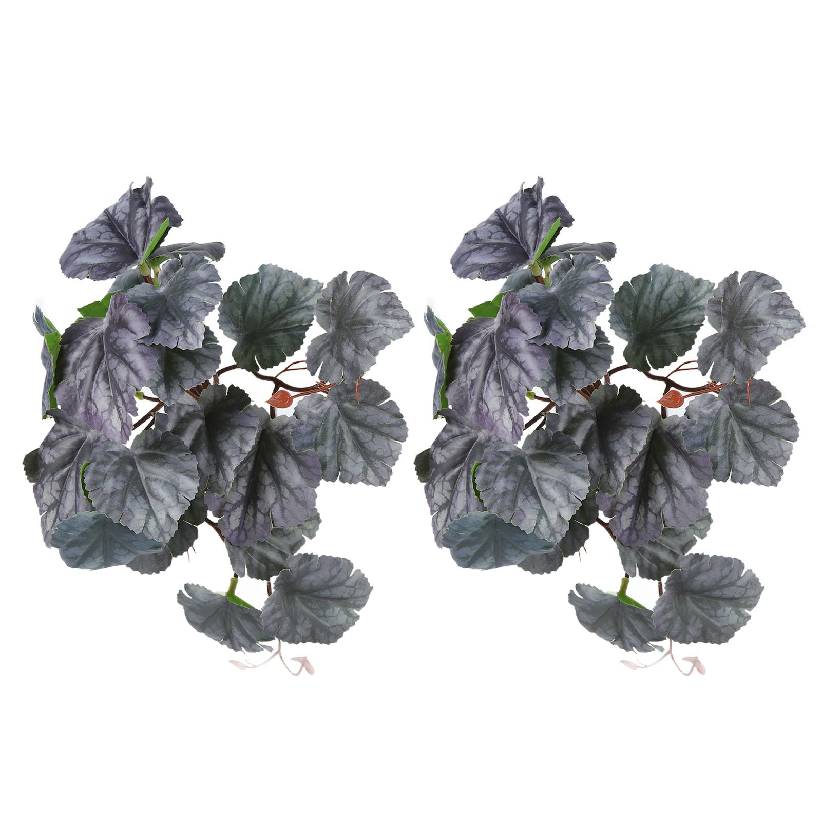 2PCS Artificial Water Plant Simulation Vine Lifelike Plastic Leaves Decoration with Suction Cup for Fish TankDual Color Begonia Leaves