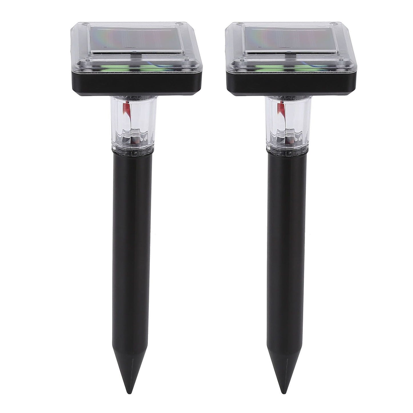 2Pcs Mole Repellent LED Ultrasonic Solar Powered Safe Portable Sturdy Durable Vole Repeller for Hotel Villa Garden