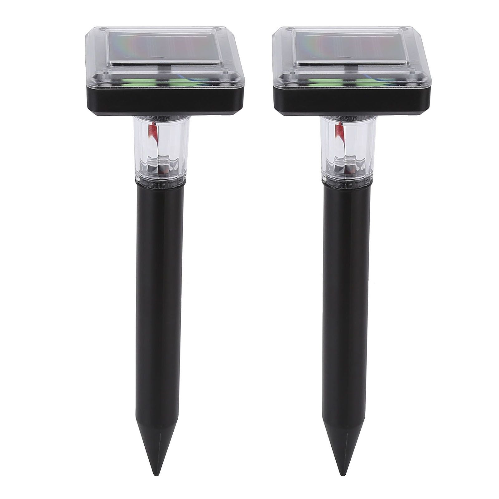 2Pcs Mole Repellent LED Ultrasonic Solar Powered Safe Portable Sturdy Durable Vole Repeller for Hotel Villa Garden
