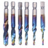 6Pcs/Set Blue Spiral Tap Drill Bit Kit High Speed Steel Drilling Tapping Bits British System