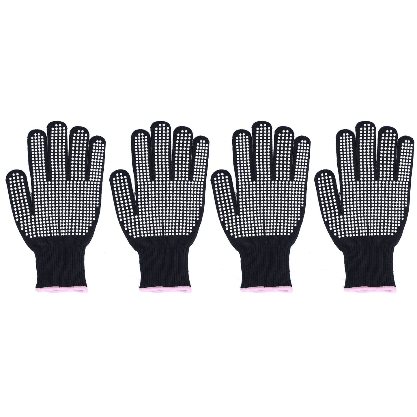 4Pcs Heat Resistant Gloves High Temperature Resistant Anti Scalding Mitts with Silicone BumpsWhite Silicone Pink Edge