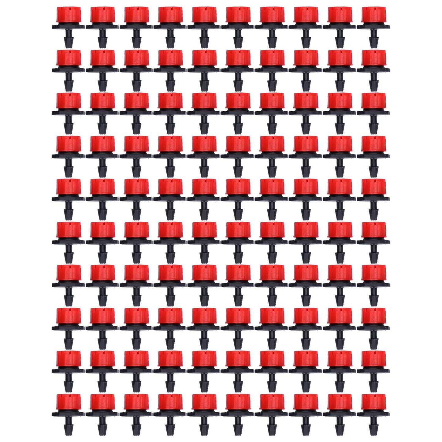 100Pcs 8 Hole Drip Irrigation Emitter Adjustable Drip Irrigation Sprinkler for Garden Greenhouse Courtyard Red