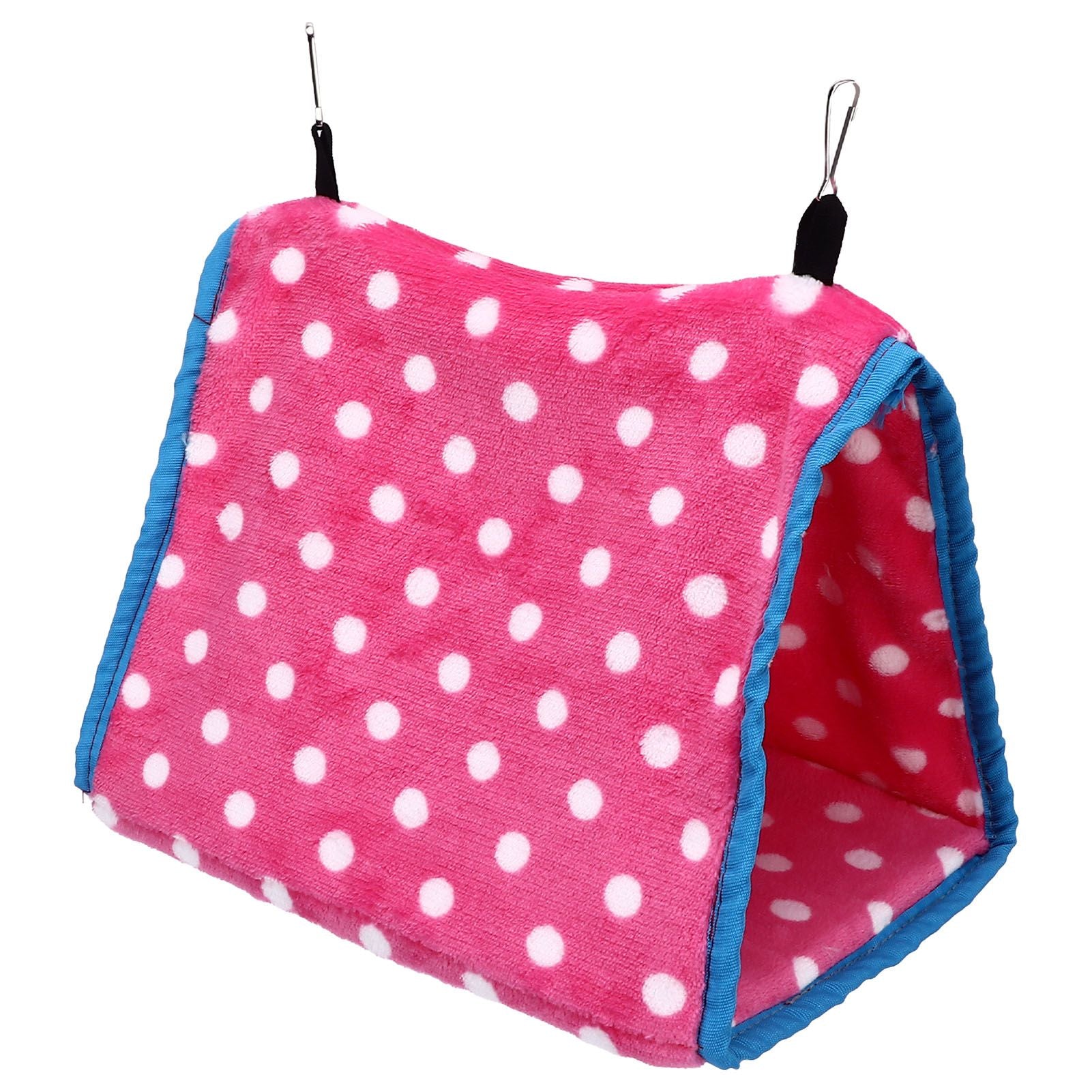 Bird Bed Foldable Portable Comfortable Flannel Triangular Hanging Bird Hammock with Hooks for Parrots Hamsters SquirrelsPink