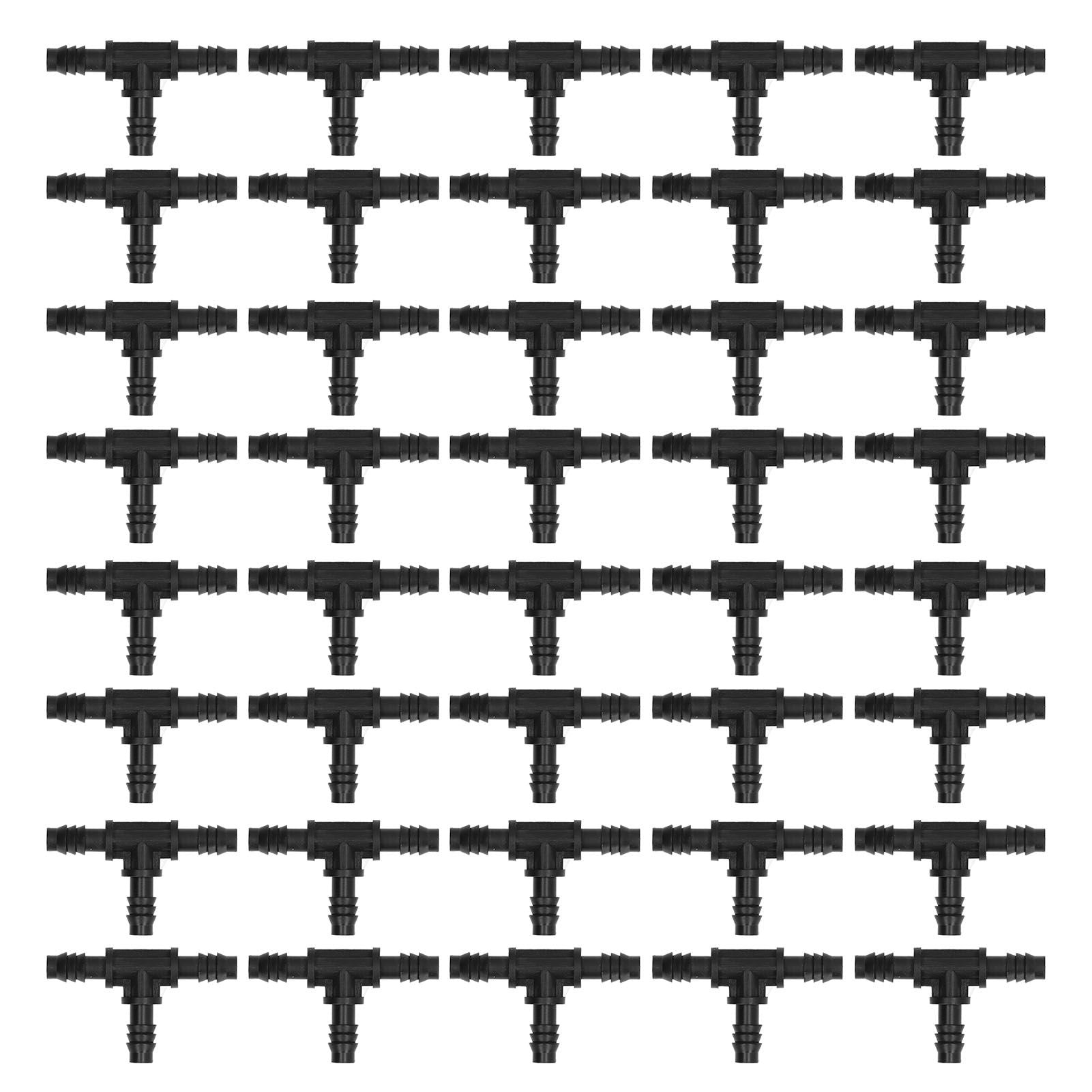 40pcs Irrigation Fitting Drip Irrigation Barbed Connector 8/12mm Tube Tee for Garden Lawn