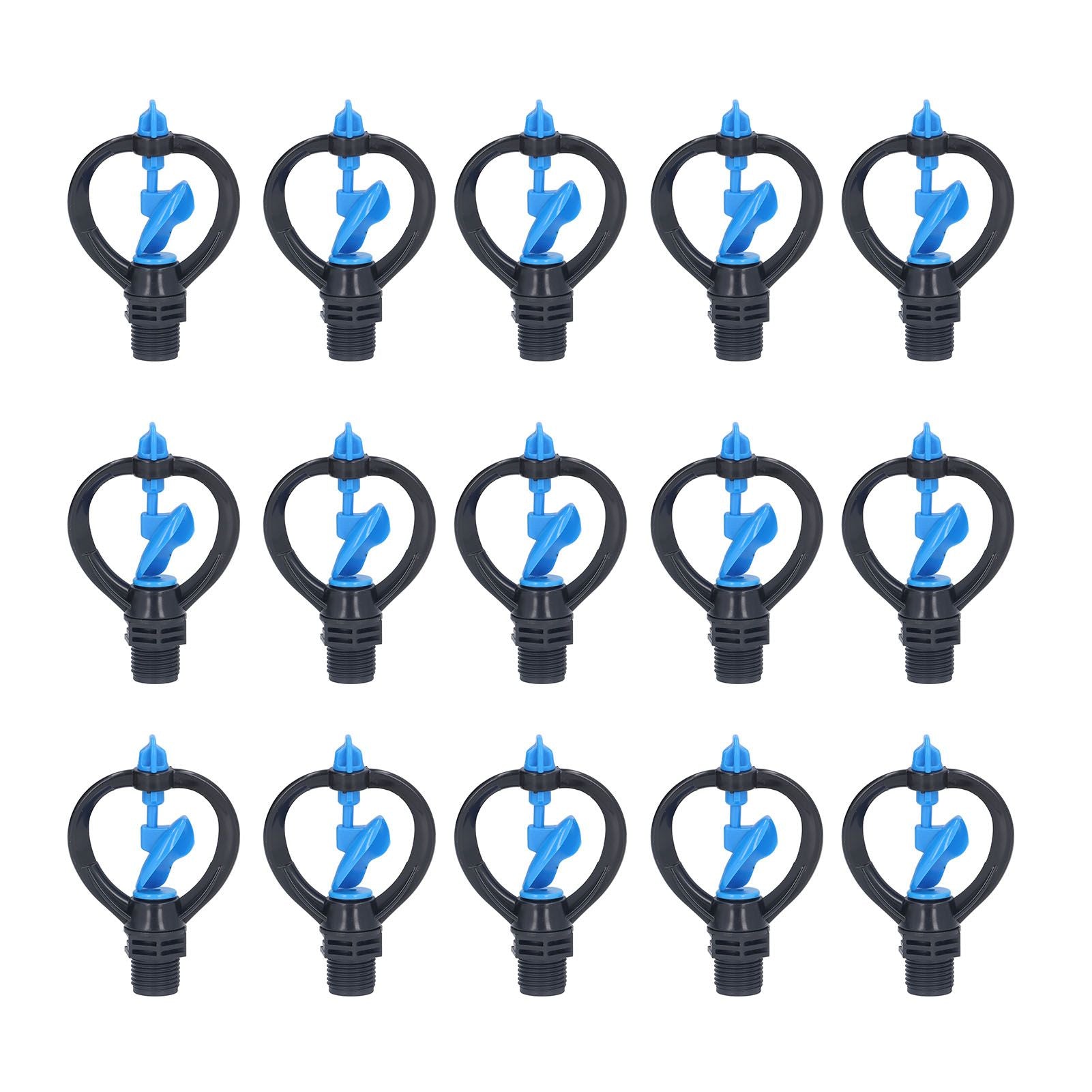15Pcs Lawn Sprinkler Nozzle G1/2 External Thread 360° Automatic Rotation Mid Range for Lawn Garden Watering IrrigationImpeller Nozzle