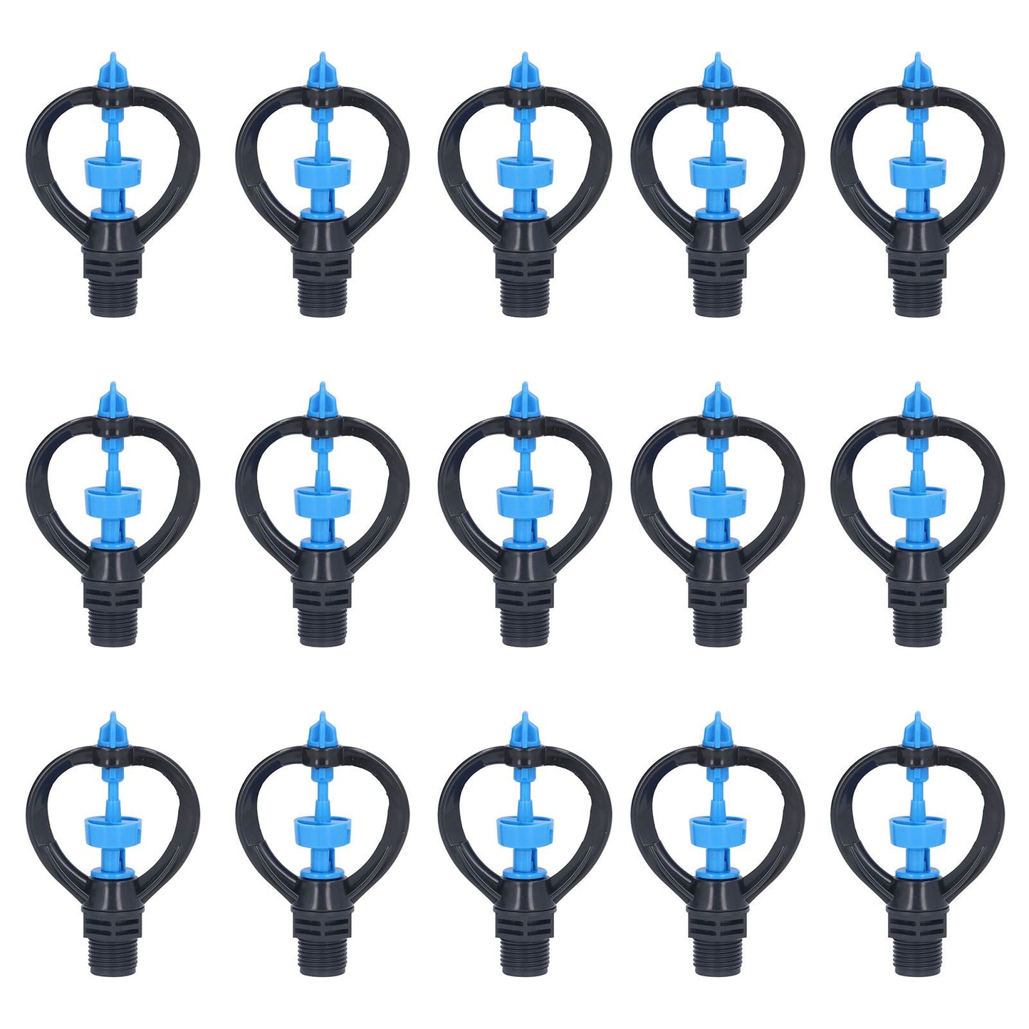 15Pcs Lawn Sprinkler Nozzle G1/2 External Thread 360° Automatic Rotation Mid Range for Lawn Garden Watering IrrigationRound Nozzle