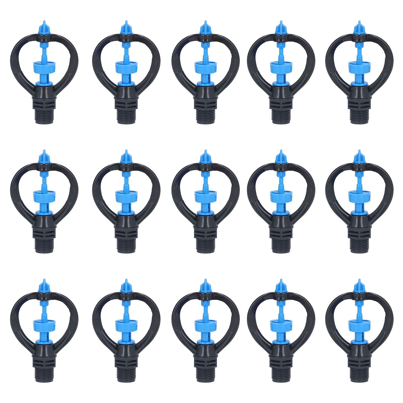 15Pcs Lawn Sprinkler Nozzle G1/2 External Thread 360° Automatic Rotation Mid Range for Lawn Garden Watering IrrigationRound Nozzle