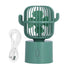 Mini Fan Cactus Shape Shaking Head Low Noise USB Charging Office Student Desktop Fan for Home Office