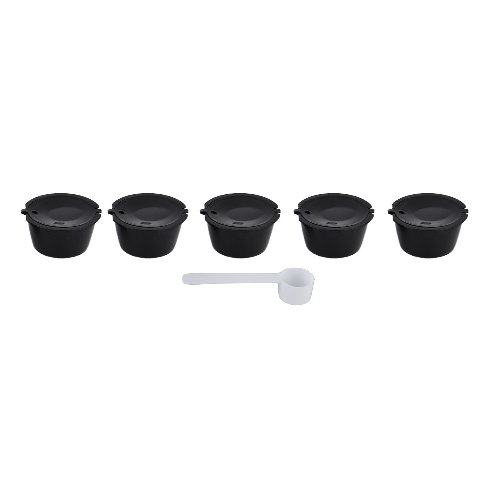 5Pcs 50ml Coffee Capsule Reusable Coffee Filter Cup with Spoon for DOLCE GUSTO Coffee MachineBlack
