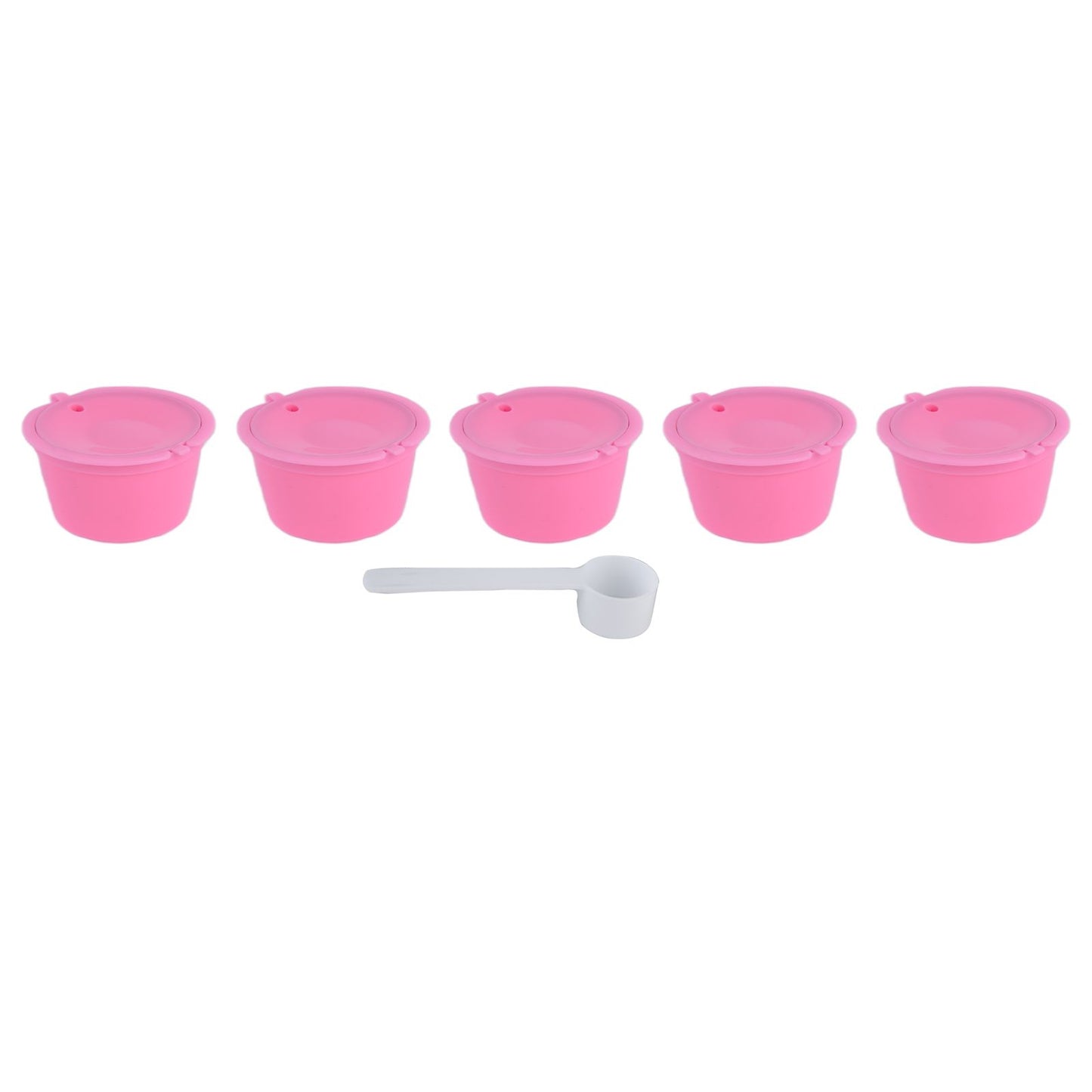 5Pcs 50ml Coffee Capsule Reusable Coffee Filter Cup with Spoon for DOLCE GUSTO Coffee MachinePink