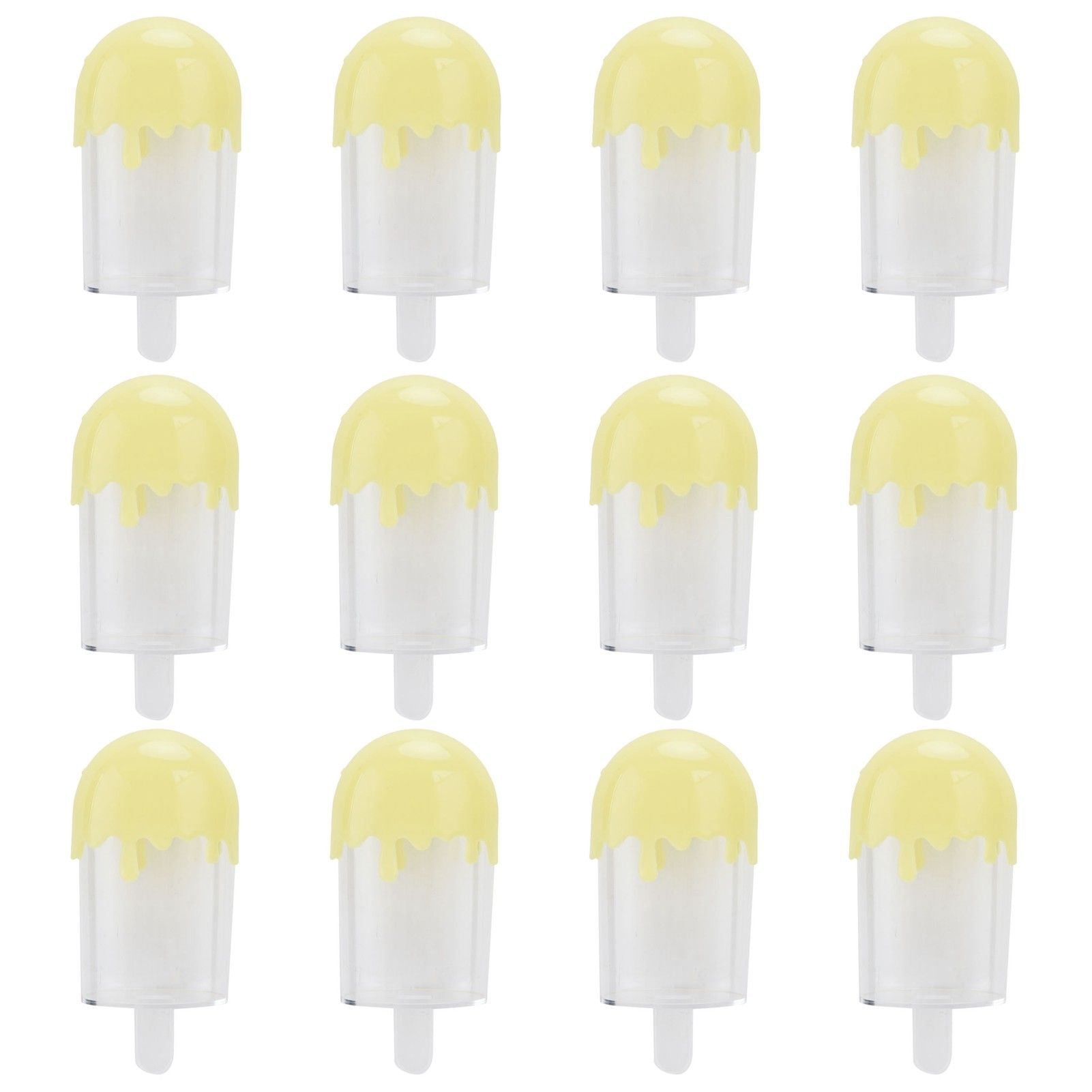 12Pcs Ice Cream Shape Candy Box Plastic Candy Case Container Wedding Party SuppliesYellow