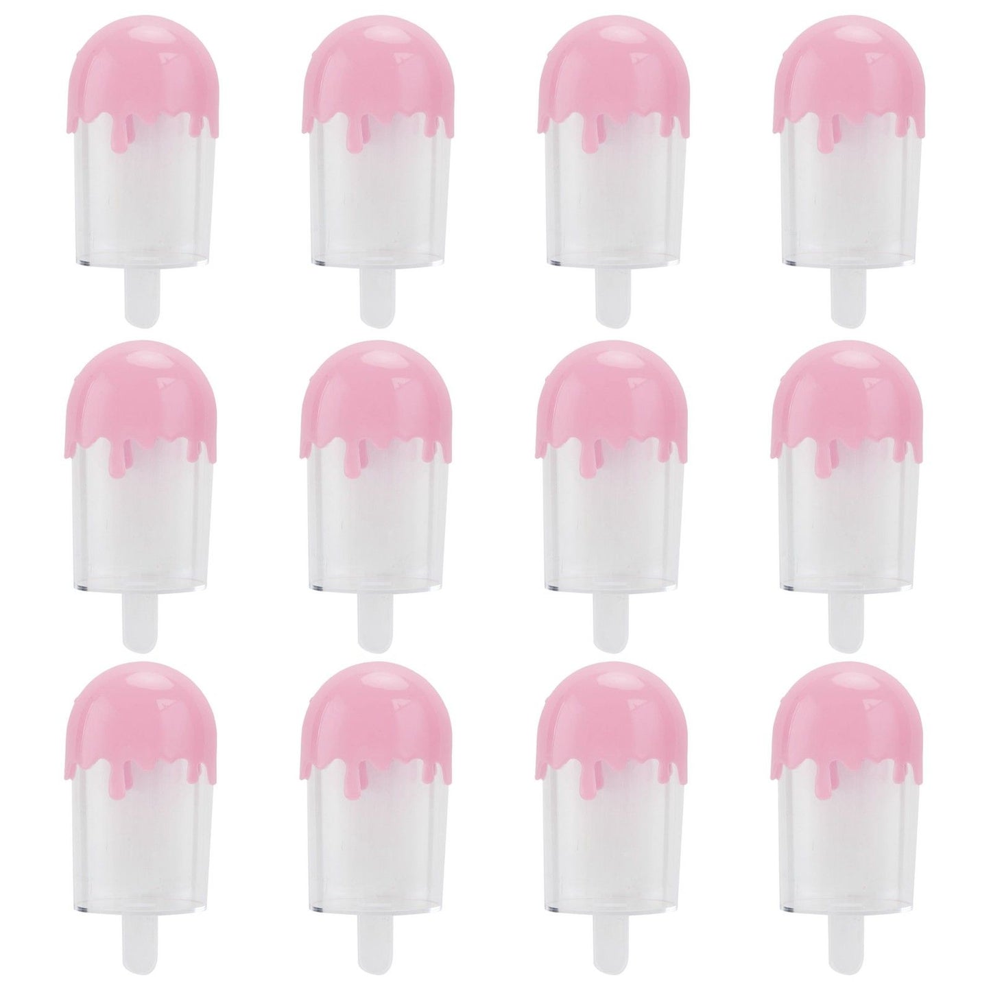 12Pcs Ice Cream Shape Candy Box Plastic Candy Case Container Wedding Party SuppliesPink
